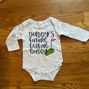 Gray Long Sleeve Golfing Buddy Baby Onesie